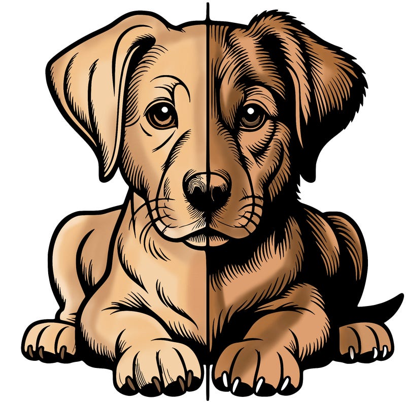 realistic dog split picture