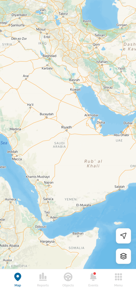 Falcon GPS Trackers - Falcon GPS Trackers mobile app map interface for real-time asset tracking