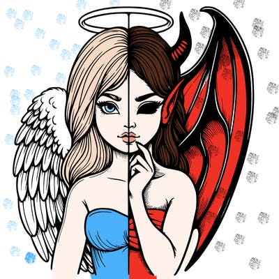 realistic angel half demon