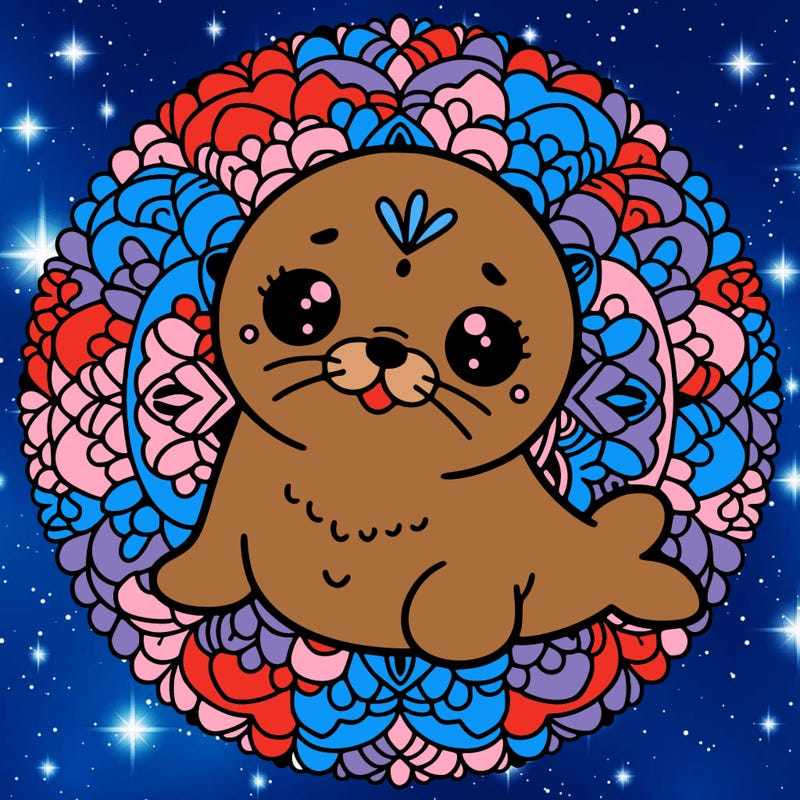 a cute baby seal mandala