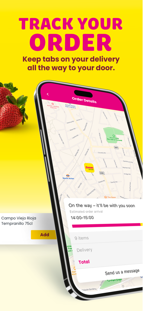 Real-time order tracking on the Zoom by Ocado grocery delivery app