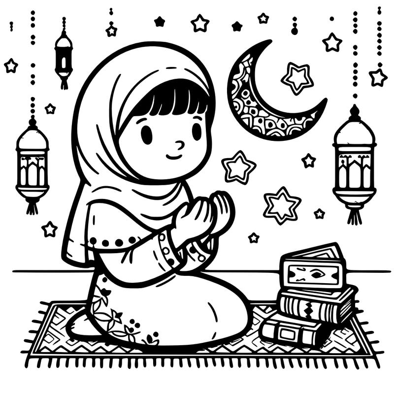 muslim girl prays ramadan