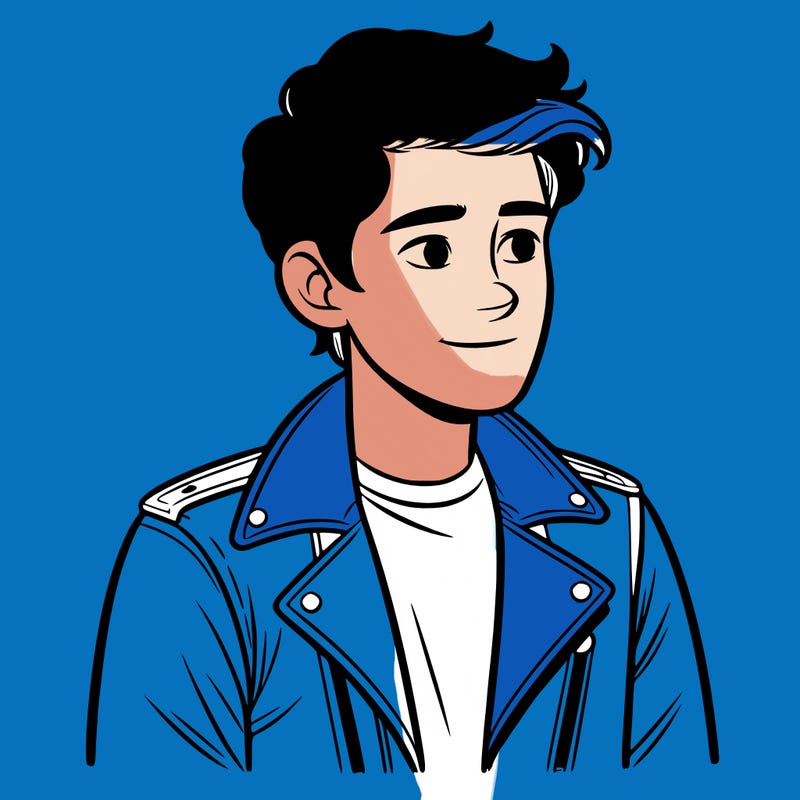 teen boy in leather jacket, jacket uncoloured