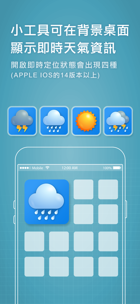 Raining Bell App zeigt iOS Home-Screen-Widgets mit Echtzeit-Wetter-Icons