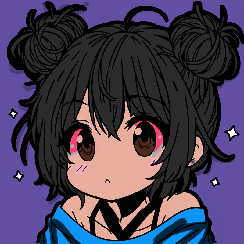 a manga girl with messy small buns