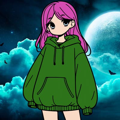 girl with big sweatshirt