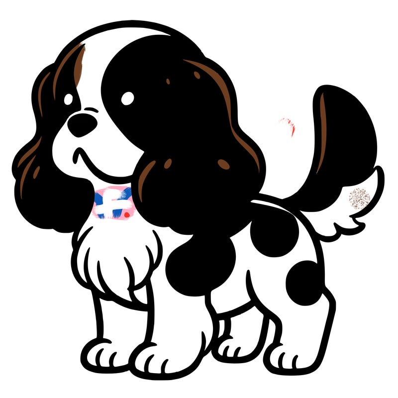 cavalier with brown spots and white skin