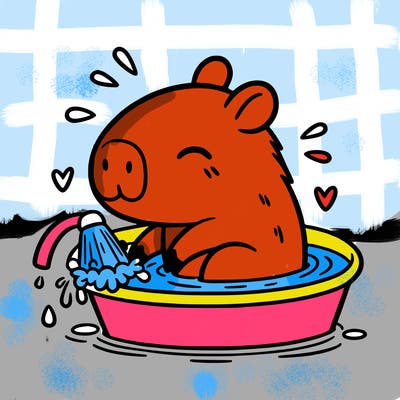 capybara taking a bath