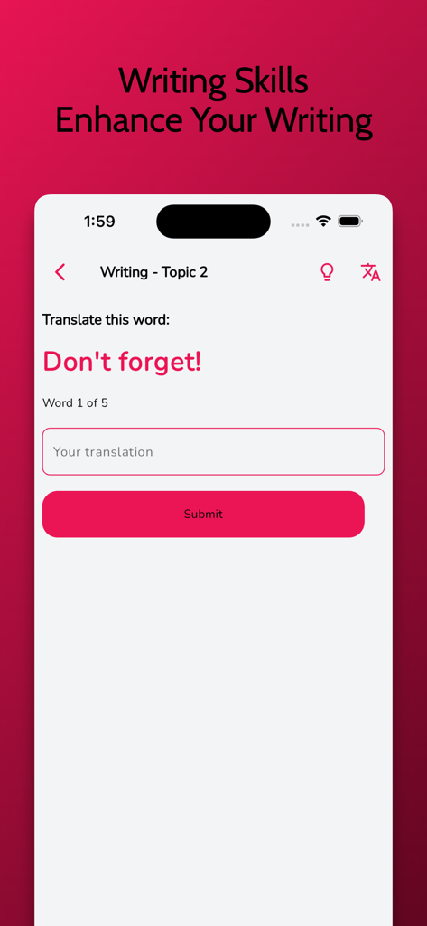 Schreibfähigkeitsübung in der Malaiisch-Lern-App für Anfänger