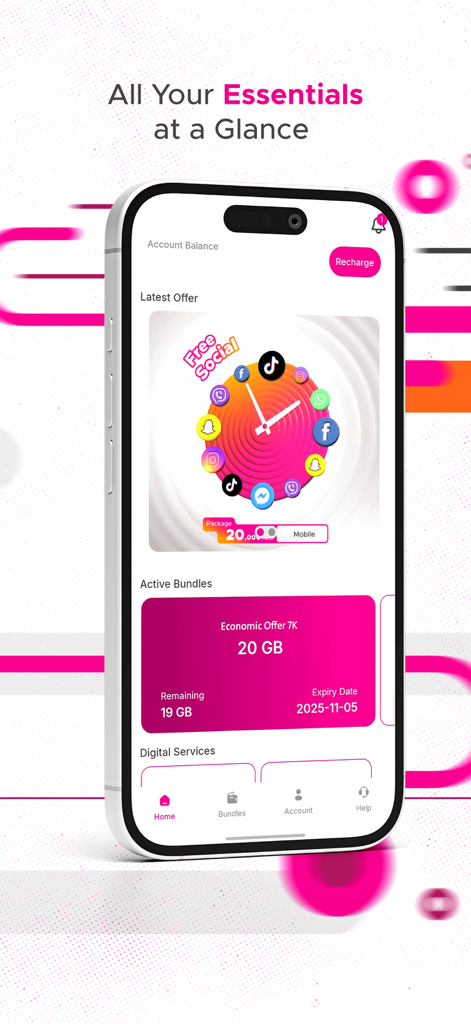 Fastlink 4G LTE - Fastlink 4G LTE mobile app dashboard displaying account balance and internet data bundles