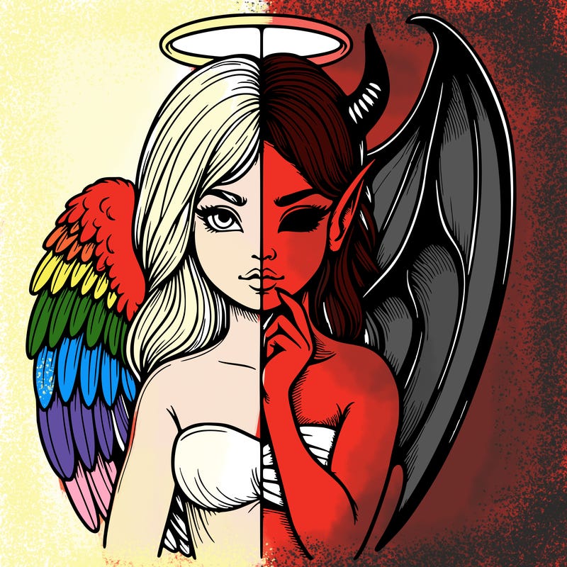 realistic angel half demon