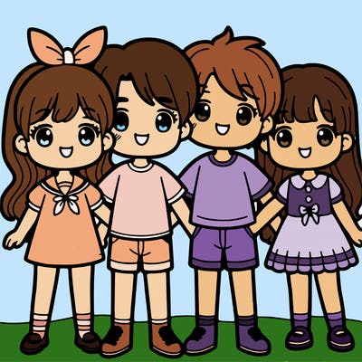 two girl and two boys