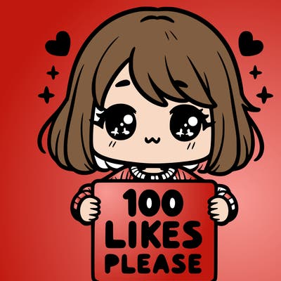 cute girl holding a sign saying 100 likes please