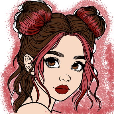 realistic girl with hair buns on her head