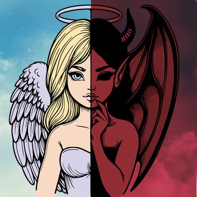 realistic angel half demon