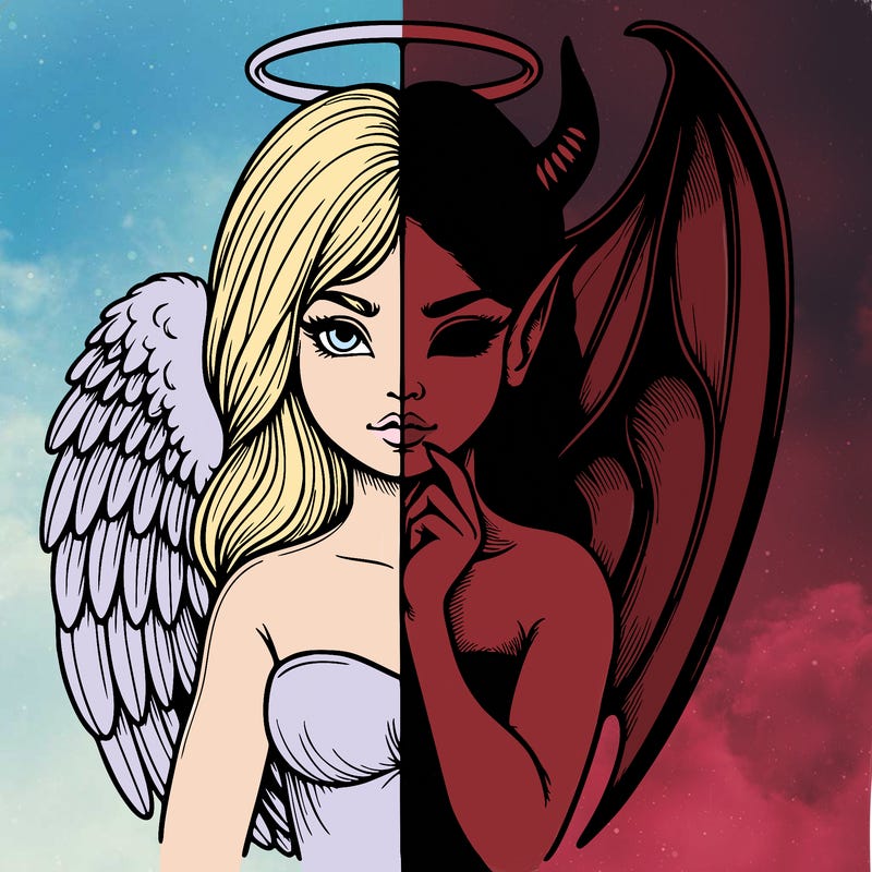 realistic angel half demon