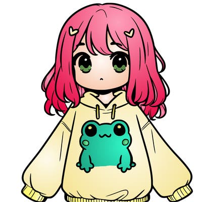girl wearing frogging sweatshirt