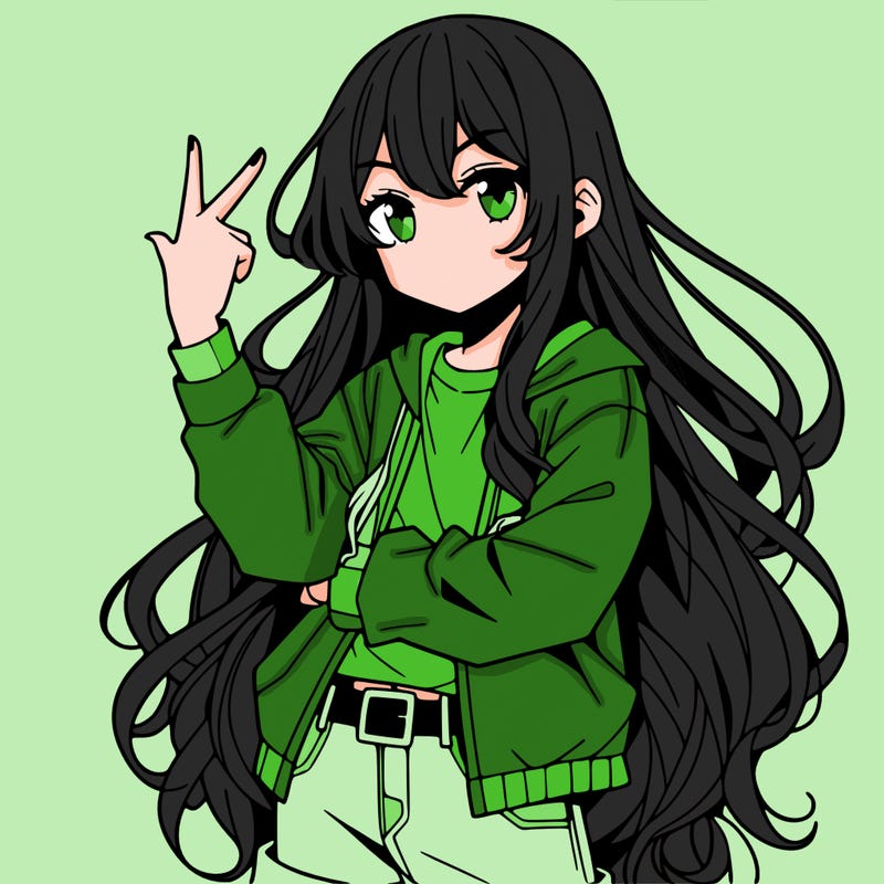 one anime girl with long hair and a cool pose