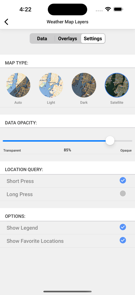 News4Jax Weather Authority - News4Jax Weather Authority app map layer settings screen
