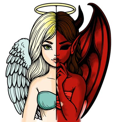 realistic angel half demon