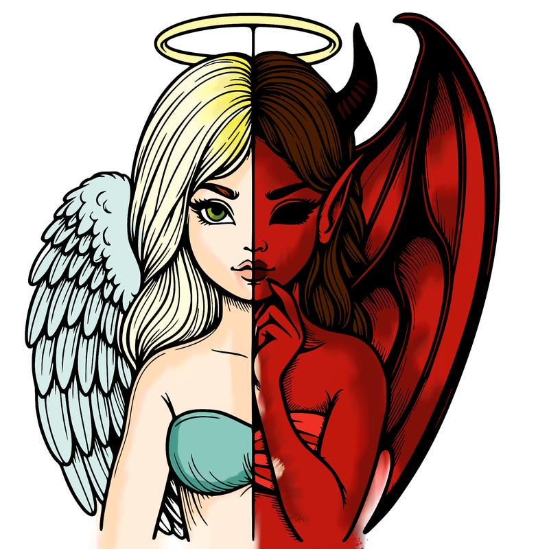 realistic angel half demon