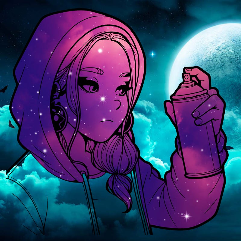 a realistic girl, spray painting