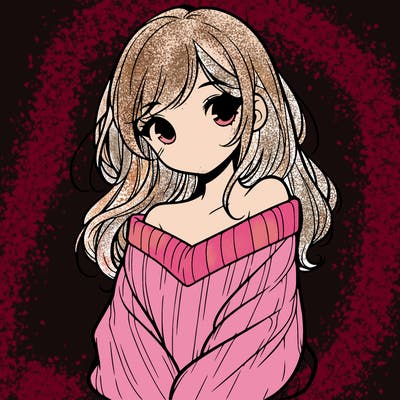 shy pretty girl wearing a sweater that is falling off one shoulder portrait