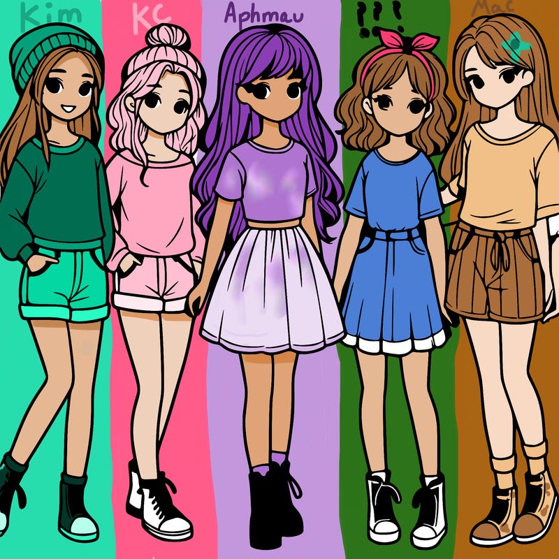 a group of five girls