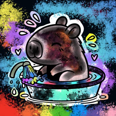 capybara taking a bath