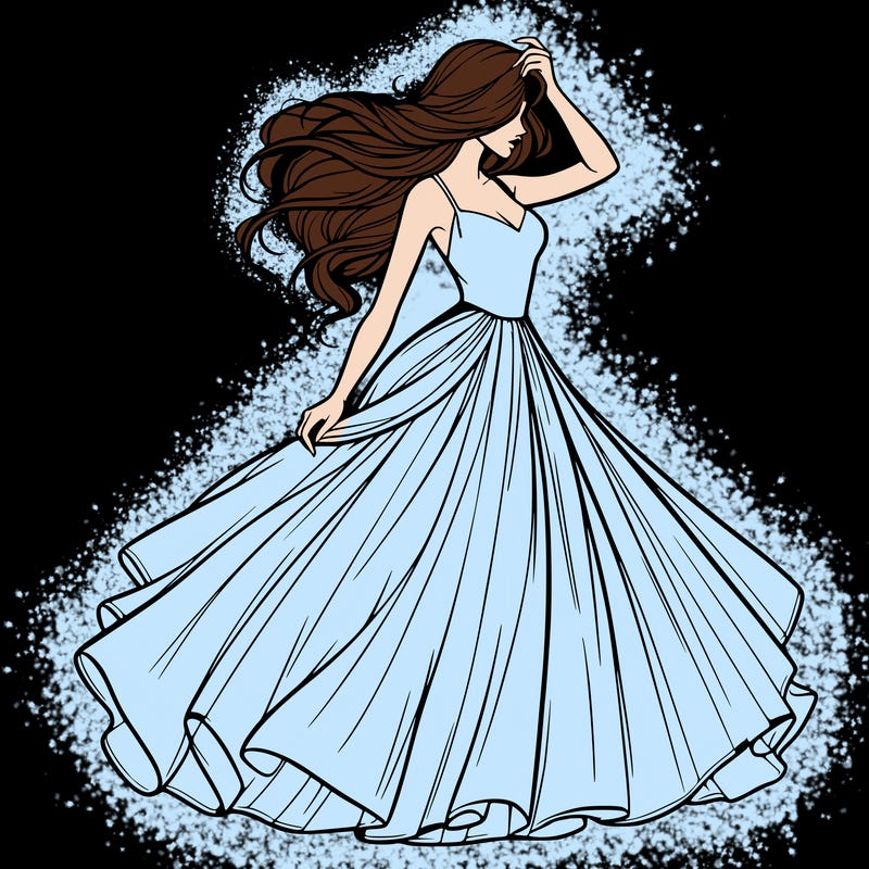 realistic woman with dress flowing in the wind