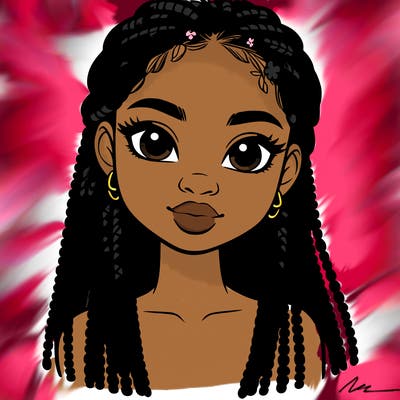 a realistic black girl with braids