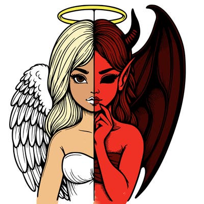 realistic angel half demon