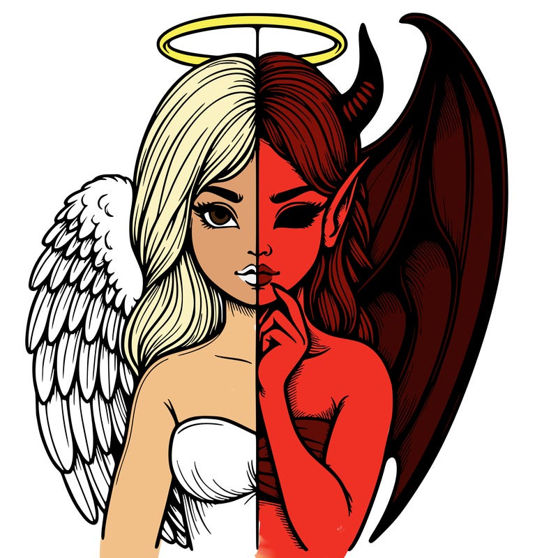 realistic angel half demon