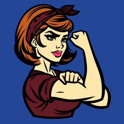strong woman with a 60s american ad style