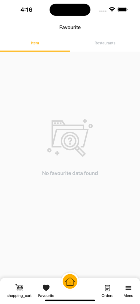 جاك - اللي تتمنى - Empty favorites section in the Jack mobile app showing no data found