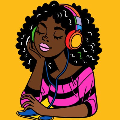 black woman listening to music