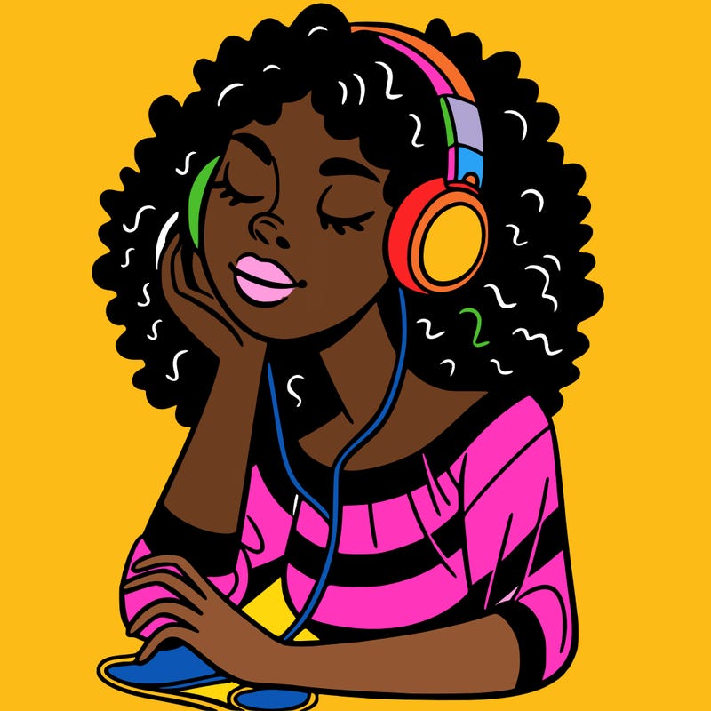 black woman listening to music