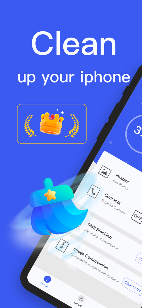 Magic Cleaner-Easy cleanup - Magic Cleaner app interface showing storage cleanup features for iPhone photos and contacts