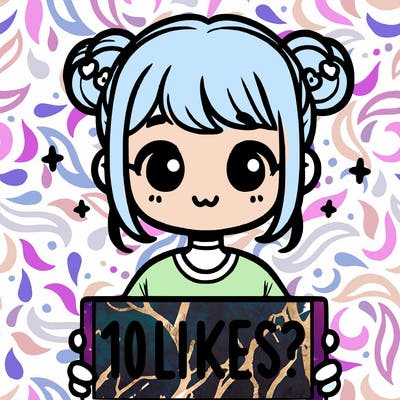 cute girl that is holding a sign that says 10 likes?