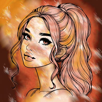 realistic girl with a ponytail on her hair and lips