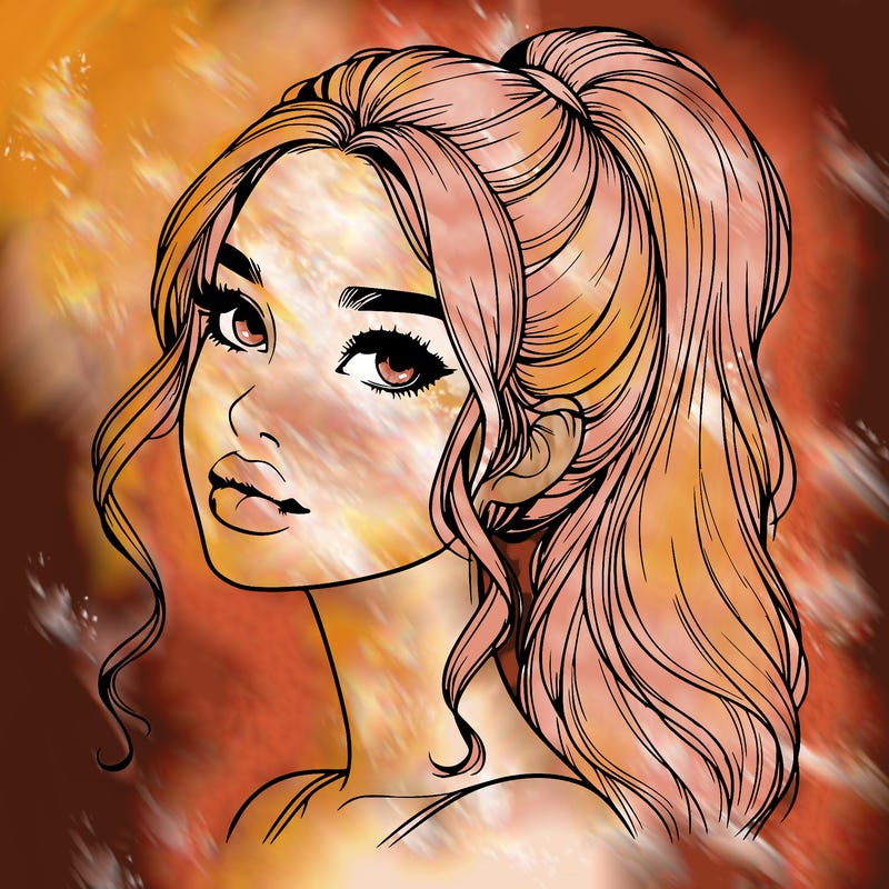 realistic girl with a ponytail on her hair and lips