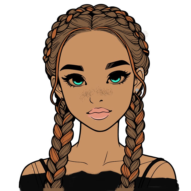 realistic girl with braids