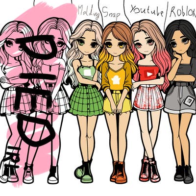 a group of girls realistic