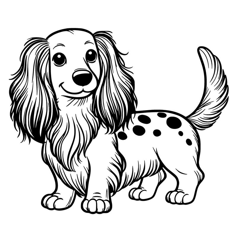 1 dachshund with long hair and spot
