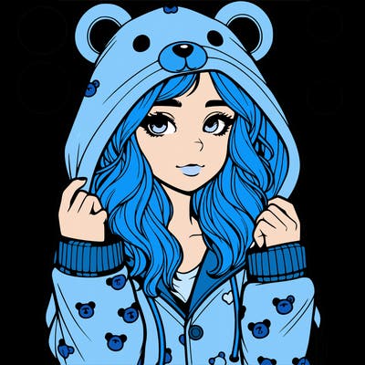 realistic girl in a animal pjs hoodie