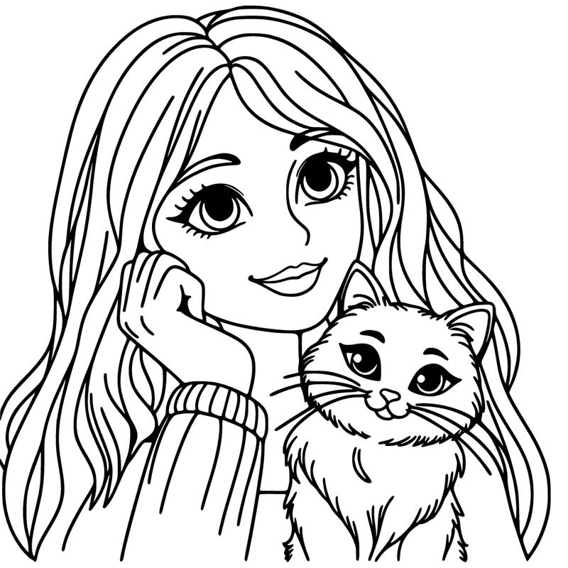 woman with cat