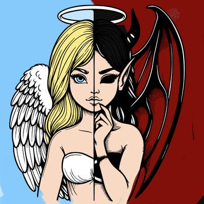 realistic angel half demon
