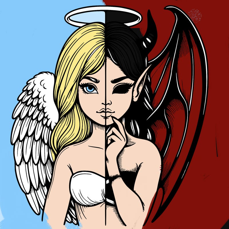 realistic angel half demon