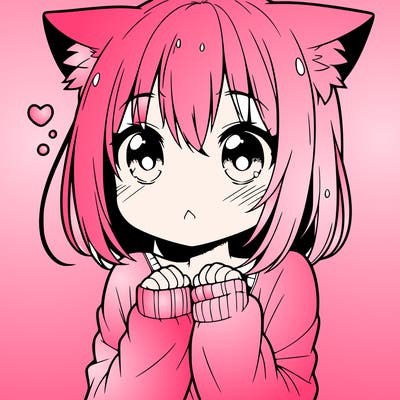 shy anime catgirl