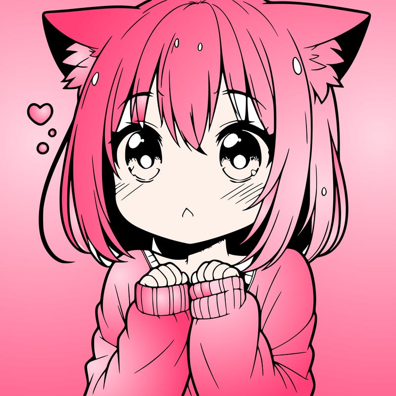 shy anime catgirl